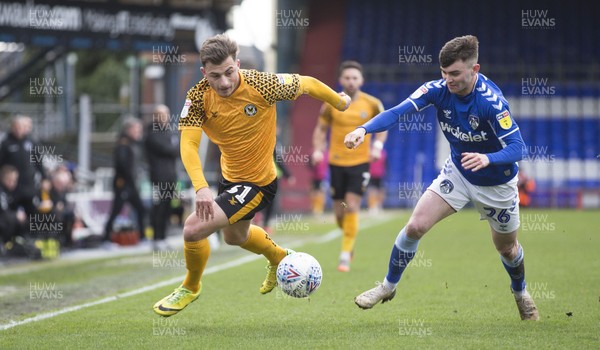 290220 - Oldham Athletic v Newport County - Sky Bet League 2 -  Otis Khan of Newport County in action against Oldham Athletic 