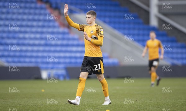 290220 - Oldham Athletic v Newport County - Sky Bet League 2 -  Lewis Collins of Newport County apologises to the Newport fans after losing 5-0 to Oldham Athletic 