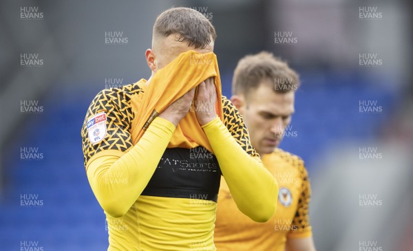 290220 - Oldham Athletic v Newport County - Sky Bet League 2 -  Kyle Howkins looks dejected after losing 5-0 to Oldham Athletic 