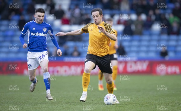 290220 - Oldham Athletic v Newport County - Sky Bet League 2 -  Matthew Dolan in action against Oldham Athletic 