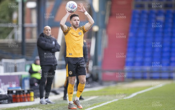 290220 - Oldham Athletic v Newport County - Sky Bet League 2 -  Robbie Willmott of Newport County prepares to take a throw-in against Oldham Athletic 