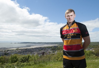 220513 - Ospreys - Pictured with Swansea Bay in the background is Daffyd Howells in Abercrave  kit