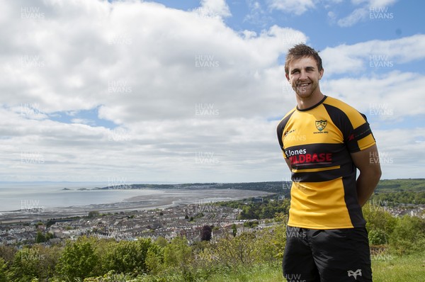 220513 - Ospreys - Pictured with Swansea Bay in the background is Ashley Beck in Skewen RFC kit