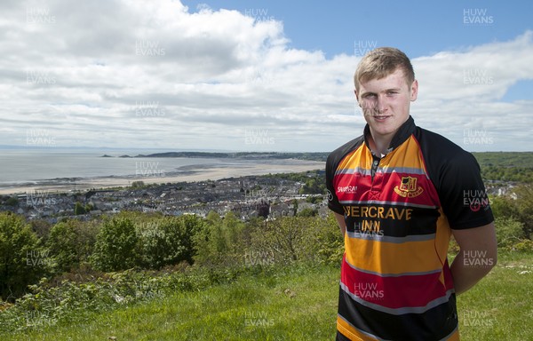 220513 - Ospreys - Pictured with Swansea Bay in the background is Daffyd Howells in Abercrave  kit