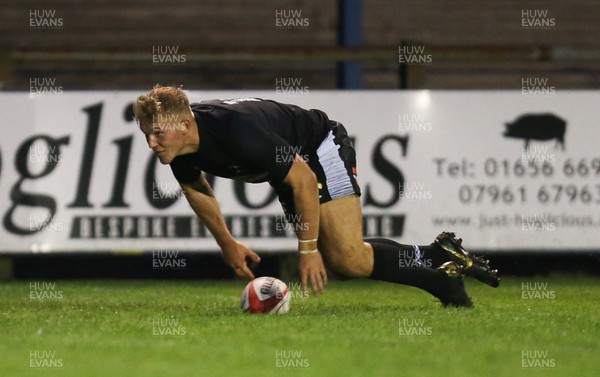130919 - Ospreys Development v Cardiff Blues A, Celtic Cup - Ben Cambriani of Ospreys Development dives in to score try