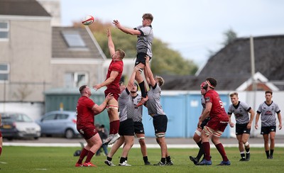 150918 - Ospreys Development v Munster A - Celtic Cup - Matt Donnelly of Ospreys wins the line out