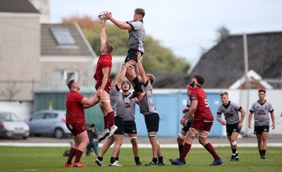 150918 - Ospreys Development v Munster A - Celtic Cup - Matt Donnelly of Ospreys wins the line out