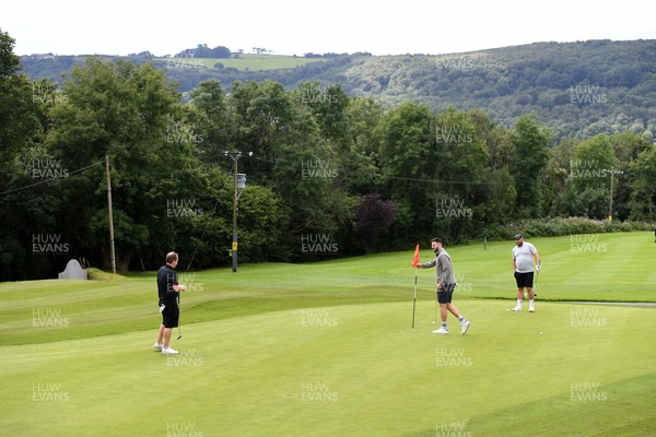 180821 - Ospreys Golf Day - Dean Jones, Alex Cuthbert and Mikey Rowe