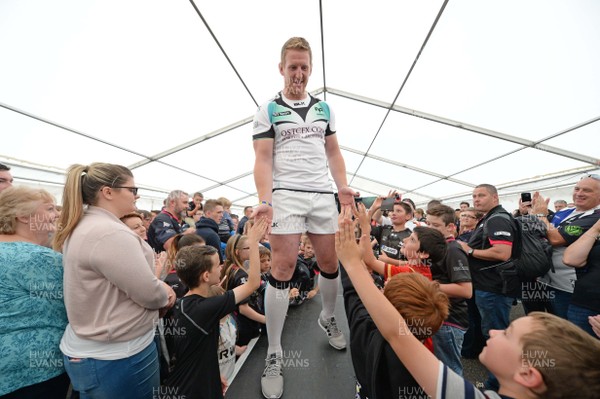 120816 - Ospreys Kit Launch -Bradley Davies models the new Ospreys away kit