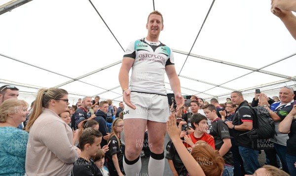 120816 - Ospreys Kit Launch -Bradley Davies models the new Ospreys away kit