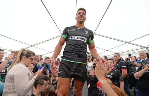 120816 - Ospreys Kit Launch -Rhys Webb models the new Ospreys home kit