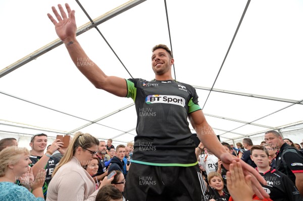 120816 - Ospreys Kit Launch -Rhys Webb models the new Ospreys home kit