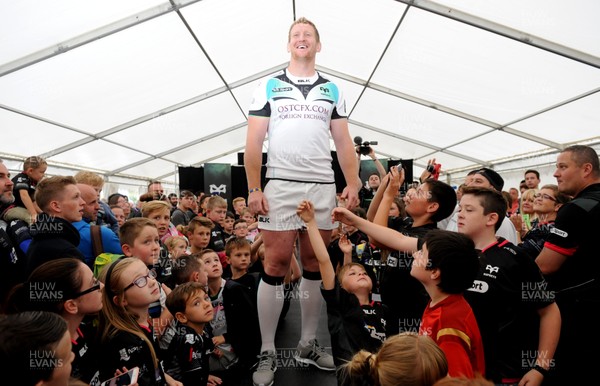 120816 - Ospreys Kit Launch -Bradley Davies models the new Ospreys away kit