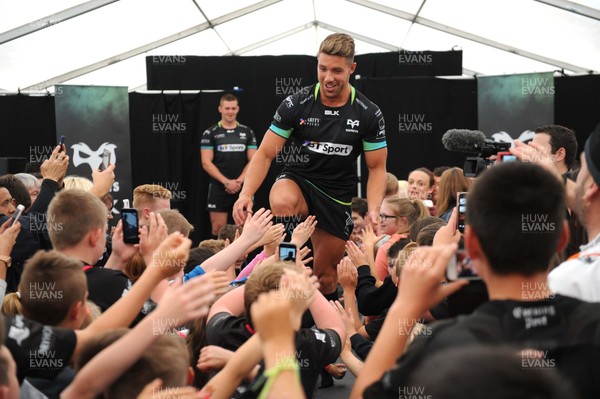 120816 - Ospreys Kit Launch -Rhys Webb models the new Ospreys home kit