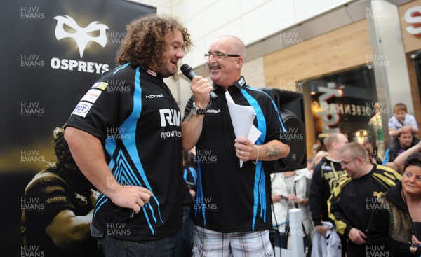 30.07.11 - Ospreys Kit Launch - Adam Jones is interviewed as players meet fans and sign autographs at the Quadrant Shopping Centre, Swansea during the launch of the Ospreys new kit. 