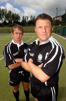 240703 - Neath-Swansea Ospreys Launch - Shane Williams and Scott Gibbs sport the new Ospreys kit