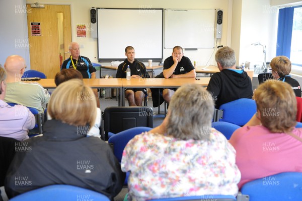 040812 - Ospreys Open Day -Gruff Rees and Jonathan Humphreys during a question and answer session with fans