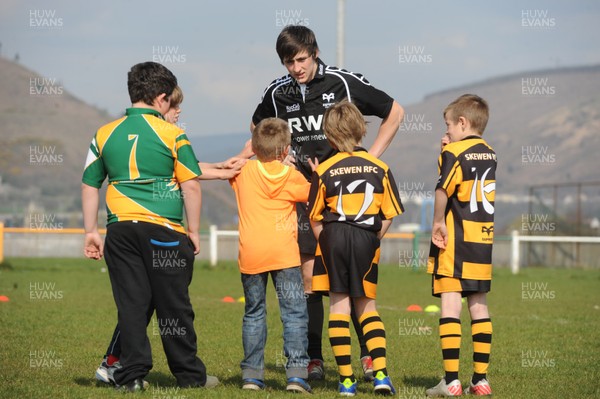 020412 - Ospreys Open Training Session -Sam Davies plays touch rugby with kids