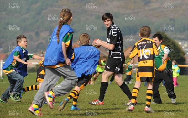 020412 - Ospreys Open Training Session -Sam Davies plays touch rugby with kids