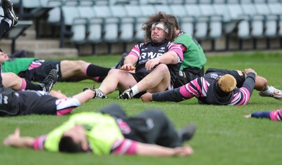 06.04.10 - Ospreys Rugby Training - Adam Jones in action during training. 