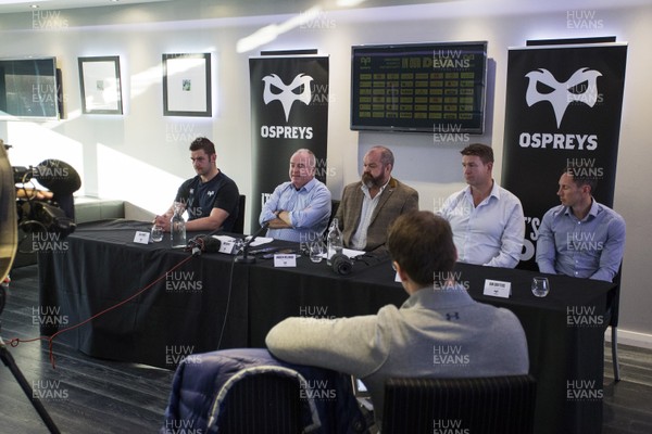 291119 - Ospreys Rugby Press Conference - Interim Captain Dan Lydiate, Chairman Rob Davies, Managing Director Andrew Millward, Forwards Coach Carl Hogg and Rugby General Manager Dan Griffiths