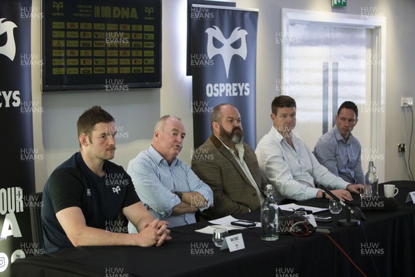 291119 - Ospreys Rugby Press Conference - Interim Captain Dan Lydiate, Chairman Rob Davies, Managing Director Andrew Millward, Forwards Coach Carl Hogg and Rugby General Manager Dan Griffiths