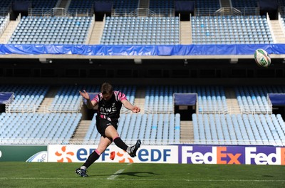 09.04.10 - Ospreys Rugby Training - Dan Biggar kicks during kicking training at Stade Anoeta. 