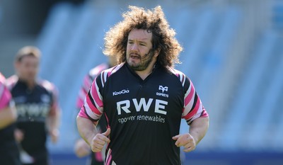 09.04.10 - Ospreys Rugby Training - Adam Jones of Ospreys. 