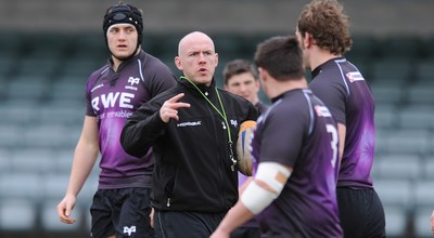 160212 - Ospreys Rugby Training -Ospreys head coach Steve Tandy during training