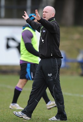 160212 - Ospreys Rugby Training -Ospreys head coach Steve Tandy during training