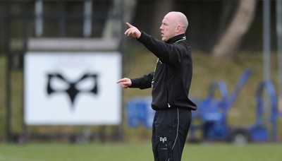 160212 - Ospreys Rugby Training -Ospreys head coach Steve Tandy during training