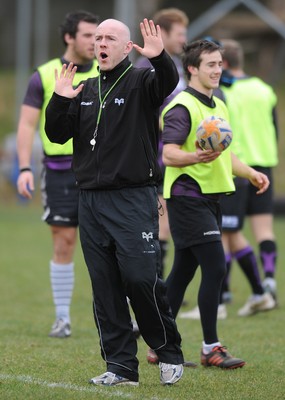 160212 - Ospreys Rugby Training -Ospreys head coach Steve Tandy during training