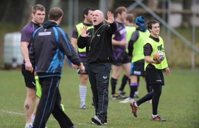 160212 - Ospreys Rugby Training -Ospreys head coach Steve Tandy during training