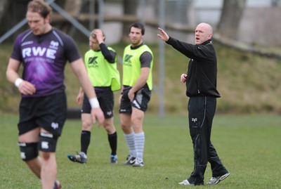 160212 - Ospreys Rugby Training -Ospreys head coach Steve Tandy during training