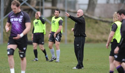 160212 - Ospreys Rugby Training -Ospreys head coach Steve Tandy during training