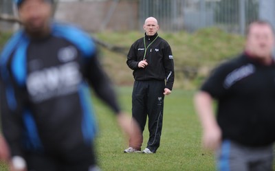 160212 - Ospreys Rugby Training -Ospreys head coach Steve Tandy during training