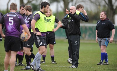 160212 - Ospreys Rugby Training -Ospreys head coach Steve Tandy during training