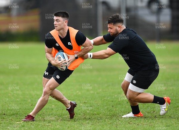 220322 - Ospreys Rugby Training at Stellenbosch Academy of Sport - Rueben Morgan-Williams with Tom Botha of Ospreys during a training session in South Africa