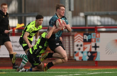 160225  Ospreys U18s v Dragons U18s, WRU Regional Age Grade Semi Final - Noah Mason of Ospreys races in to score try