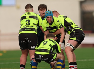 160225  Ospreys U18s v Dragons U18s, WRU Regional Age Grade Semi Final - Joshua Parfitt of Dragons takes line out ball