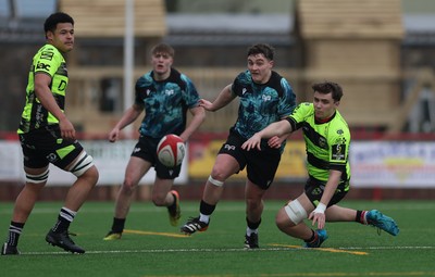 160225  Ospreys U18s v Dragons U18s, WRU Regional Age Grade Semi Final - Logan Jones of Ospreys gets past Harri Jacob of Dragons