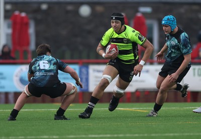 160225  Ospreys U18s v Dragons U18s, WRU Regional Age Grade Semi Final - Elliot Beaven of Dragons charges forward