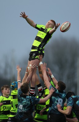 160225  Ospreys U18s v Dragons U18s, WRU Regional Age Grade Semi Final - Luke Daniel of Dragons takes the line out