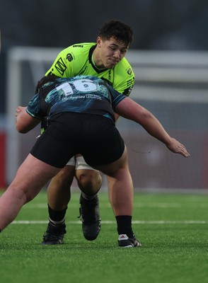 160225  Ospreys U18s v Dragons U18s, WRU Regional Age Grade Semi Final - Elliot Beaven of Dragons takes on Mckenzie Scales of Ospreys