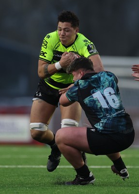 160225  Ospreys U18s v Dragons U18s, WRU Regional Age Grade Semi Final - Elliot Beaven of Dragons takes on Mckenzie Scales of Ospreys