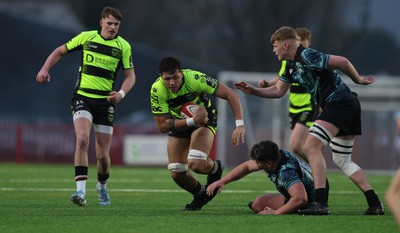 160225  Ospreys U18s v Dragons U18s, WRU Regional Age Grade Semi Final - Elliot Beaven of Dragons takes on Mckenzie Scales of Ospreys