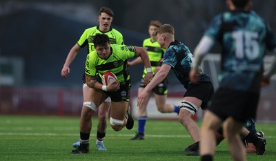 160225  Ospreys U18s v Dragons U18s, WRU Regional Age Grade Semi Final - Elliot Beaven of Dragons charges forward