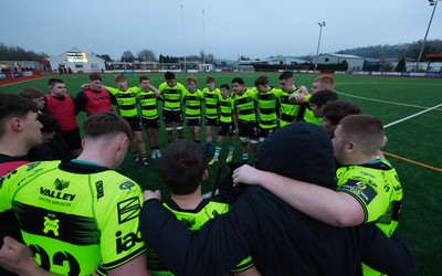 160225  Ospreys U18s v Dragons U18s, WRU Regional Age Grade Semi Final - Dragons players gather together at the end of the match