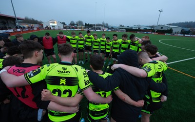 160225  Ospreys U18s v Dragons U18s, WRU Regional Age Grade Semi Final - Dragons players gather together at the end of the match