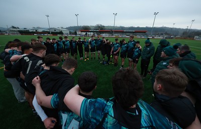 160225  Ospreys U18s v Dragons U18s, WRU Regional Age Grade Semi Final - Ospreys huddle together  at the end of the match